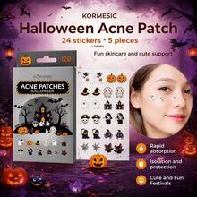 120pcs Halloween Gray Boxed Holiday Atmosphere Acne Concealer Patches, Witch Hazel Ingredient, Halloween Element Style, Clean Skin, Cover Blemishes - Halloween - View 2