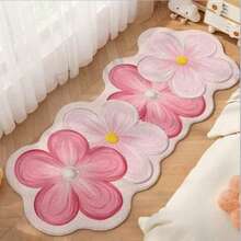 1PC Pink Floral Cluster Faux Cashmere Plush Rug, Thickened Washable Autumn Winter Floor Mat, Casual Decorative Small Carpet For Living Room, Bedroom & Light Outdoor Home Decor - A - View 3