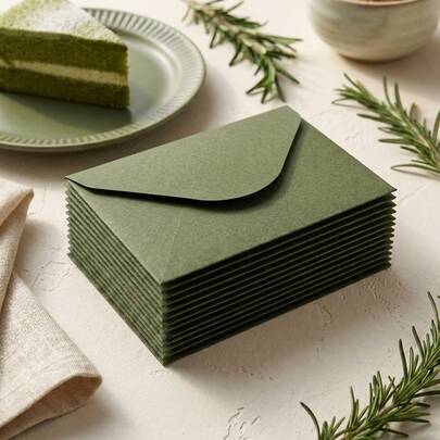 25pcs/Set Premium Quality Romantic Envelopes, Picnic Decor, Olive Green Envelopes, Smooth Touch, Halloween Decorations, Party Decor Greeting Cards, Envelope Cardstock, 250g High Quality Paper Envelopes, Suitable For Wedding Cards, Valentine's Day Letters, Birthday Gifts
