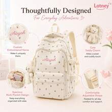 (Embroidered Custom) Striped Backpack Large Capacity Lightweight Casual School Bag For Students, INS Style - Multicolor - View 5