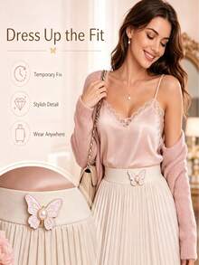 8/4/1pc Butterfly Waist Tightening Buckle, Pearl Butterfly Waist Button, Adjustable Jeans Button Pin, Detachable Metal Clip Buckle, Suitable For Pants, Skirts, Bags - Multicolor - View 10