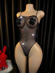 Lingerie Set / Role Play Costume Dress Bodysuit Shirts Long Sleeves Lingerie Cover Up Bikini Cover-Up - Black - View 3