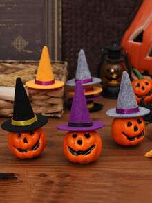 3pcs Halloween Witch Hat Party Decorations-Suitable For Wine Bottles, Party Accents, And Tabletop Decor; Perfect For Both Home And Party Settings. - Multicolor - View 1
