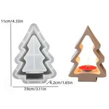 1pc Christmas Tree Candle Holder Silicone Mold, Christmas Aromatherapy Candle Holder Base Ornament Plaster Resin Mold, Holiday Atmosphere Decorative Ornament Mold, Perfect For Handmade Crafts, Gift Making, Reusable - Christmas Tree Candlestick Mold - View 9