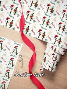 Personalised Funny Patterns And Text Wrapping Paper, With Santa Claus, Santa Hat Pattern, Multiple Colors, Suitable For Birthday, Anniversary, Christmas, Party, Holiday. - Multicolor - View 1