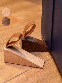 1pc Solid Wood Door Stopper, Creative Raised Anti-Collision Door Wedge, Movable Hanging Top-Mounted Wooden Door Buffer Pad For Bedroom, With Non-Slip Pad At Bottom - Multicolor - View 5