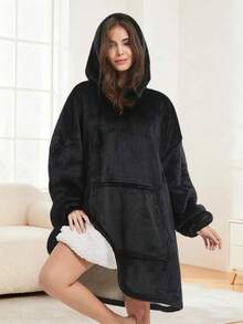 Unisex Wearable Hooded Blanket, Oversized Hooded Blanket Sweatshirt, Comfortable Warm Fleece Blanket With Sleeves And Large Pockets, Suitable For Adults, Indoor And Outdoor Use, Perfect Gift - Multicolor - View 12