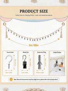Handmade Knitted Plush Doll Hanging Storage Rack, 20 Clips 2 Hooks Vertical Wall Display Chain, Wooden Ring Metal Clip Doll Storage, Space-Saving Closet Bedroom Living Room Background Wall Decor, Collector's Gift - Multicolor - View 2