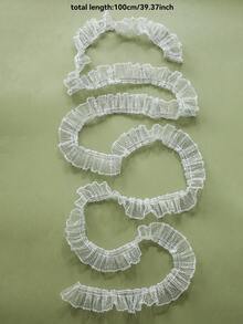 1pc White Ruffled Mesh Ribbon Garland Christmas Tree Swag Trim Xmas Mantel Fireplace Stair Handrail Window Party Backdrop Festive Hanging Streamer Holiday Home Layout Decor Winter Scene Ornament Decorative Accessory - Multicolor 4 - View 15