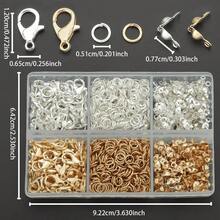 380pcs DIY Jewelry Making Accessories Set, Includes 60pcs Lobster Clasp, 120pcs Crimp Beads, 200pcs Closed Jump Rings, Suitable For Handmade Woven DIY Necklace, Bracelet, Bag Charm, Can Be Flattened To Secure Clasp, Pendant Chain Connector Rings, DIY Jewelry Making Materials - Lobster Clasp & Jump Ring & Bag Clasp - View 6