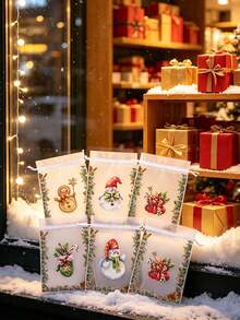 50/20/10/1pc Christmas Organza Gift Bags, Random Mix Style Drawstring Treat Pouches, Festive Holiday Favor Wrapping Bags, Sheer Mesh Goody Candy Pouches Ribbon Closure, For Christmas Party, Wedding Favors, Jewelry, Craft Storage - One Size Fits All - View 3
