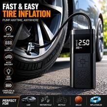 SUITU Pompa Ban Portabel & Kompresor Udara dengan Pengukur Tekanan Digital, Pompa Udara Isi Ulang 7.4V/DC12V 2000mAh untuk Mobil, Sepeda Motor, Sepeda & Bola Olahraga, Aksesori Mobil Portabel, Fungsi Power Bank & Tas Jinjing - Model nirkabel - View 2