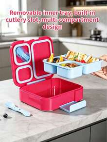 1pc /Children's PP Bento Box/3-Compartment Waterproof Lunch Box, 1110ml Capacity, Suitable For Kitchen Storage/Food Container/Back To School Supplies/Office/Home/Vacation Essentials, Travel Essentials, Summer Meals And Outdoor Dining. - Multicolor - View 6