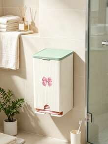 Light Luxury Wall-Mounted Tissue And Women'S Care Storage Set - Includes Lid, Storage Box, And Pads, Flip-Top Dust-Proof All-In-One Design With Multi-Functional Compartments, For Categorizing Toilet Paper, Sanitary Pads, And Underwear - Multicolor - View 3