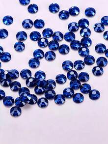 Sapphire Blue Flat Back Rhinestones, Multi-Size Round Crystal Hot-Fix Rhinestones, Shiny Adhesive Rhinestones, Suitable For Nail Art, Phone Cases, Shoes, Clothing, Handmade DIY Decoration - Sapphire Blue - View 2
