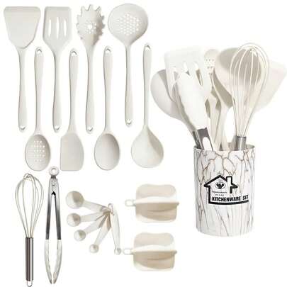 Rosa 18 StüCke Food Grade Silikon KüChe Kochgeschirr Utensilien Turner Spachtel MesslöFfel Praktisches Kochwerkzeug KüChenutensilien Set