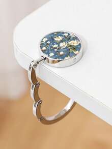 Elegante Gancho para Cartera de Aleación de Zinc con Diseño Floral en Acuarela Vibrante - Colgador de Bolso Plegable para Mujer, con Hojas y Pétalos Verdes a la Moda, Ideal para Organización - Flores de arroz - Ver 19