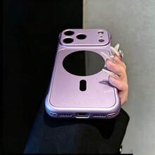 Magnetic Shockproof Phone Case Compatible With IPhone, Large Opening Full Camera Lens Protection, Matte Wavy Pattern Anti-Fingerprint Protective Cover, Compatible With Wireless Charger, Designed For Women, Suitable For IPhone 18/Ultra/17/16/15/14/13/12 Series - Purple - View 3