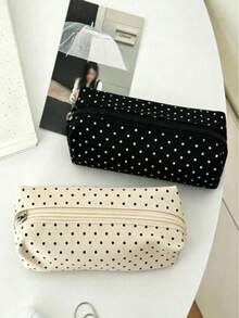 1pc Cute Polka Dot Pencil Case, Large Capacity, Student Pencil And Pen Storage Bag, Multi-Functional Zipper Pouch, Can Store Gel Pens, Highlighters, Erasers, Correction Tape And Small Stationery. Lightweight And Portable, Suitable For Students, Exams, Office And Daily Use. Back To School Essential (Zipper Style Random) - A - View 1