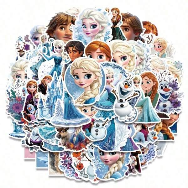 asmodee 50 قطعة ملصقات أسمودي إلسا وآنا الثلج لدفتر الملاحظات والمفكرة وصندوق تخزين الجيتار وملصقات الهاتف المحمول، هدايا عيد الهالوين والكريسماس والتغليف