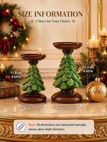 1pc Christmas Tree Candle Holder, Resin Holiday Candle Stand, Vintage Green & Brown Christmas Tabletop Decor, Suitable For Mantel, Fireplace, Dining Table, Living Room, Christmas Home Decoration, 2 Sizes - Multiple Styles - View 6