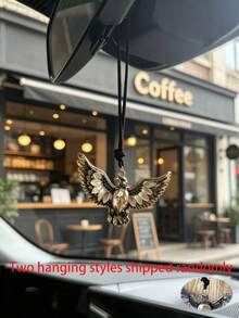 Car Hanging Ornament, Rearview Mirror Pendant, Black Crystal & Opal Wings Car Charm, Gothic Style Car Interior Decor, Premium Metal Accessory, Cool Car Accessory, Unique Driver Gift - A - View 12