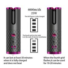 Automatic Curling Iron Wireless Auto Curler Ceramic Rotating Hair Curler 6 Temperature & Timer Settings Portable Rechargeable Auto Shut-Off Fast Heating Styling Curler - Grey - View 5