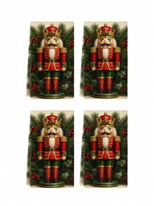 2pcs/4pcs Vintage Christmas Crown Nutcracker Kitchen Towels, Holly Berry Pine Branch Nutcracker King Print, Country Style Christmas Hand Towels, Kitchen Baking Decorative Towels - Multicolor - View 10