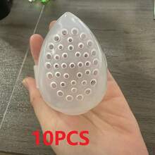 10PCS/Transparent Egg Shell Shaped Portable Travel Makeup Sponge Storage Box, Makeup Sponge Storage Bag, Silicone Makeup Sponge Storage Box, Portable Travel Set, Breathable Dust-Proof Bag, Transparent - Pink - View 13