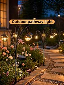 1pc-6 LED Lantern, Outdoor Solar Powered Vintage Palace Lantern, Garden Landscape Decoration, Holiday Party Backdrop, Chinese Palace Style Outdoor Decorative Light IP65 - Palace Lantern - View 12