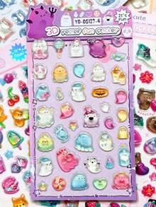 Colorful 3D Epoxy Resin Stickers - Solid Stickers - Cute Animal Series, Exquisite Appearance, 3D Design, Waterproof Self-Adhesive Decorative Stickers, Comfortable Touch, Strong Decorative Atmosphere, Suitable For DIY Decoration, Toys, Instruction Manuals, Diaries, Notebooks, Laptops, Phone Cases, Etc. - Multicolor - View 7