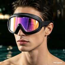 1pc Electroplated Anti-Fog Waterproof High Definition Swimming Goggles Silicone Material Large Frame Wide Vision Unisex Outdoor Swimming Competition Racing Equipment Water Sports Accessories - Blue - View 3