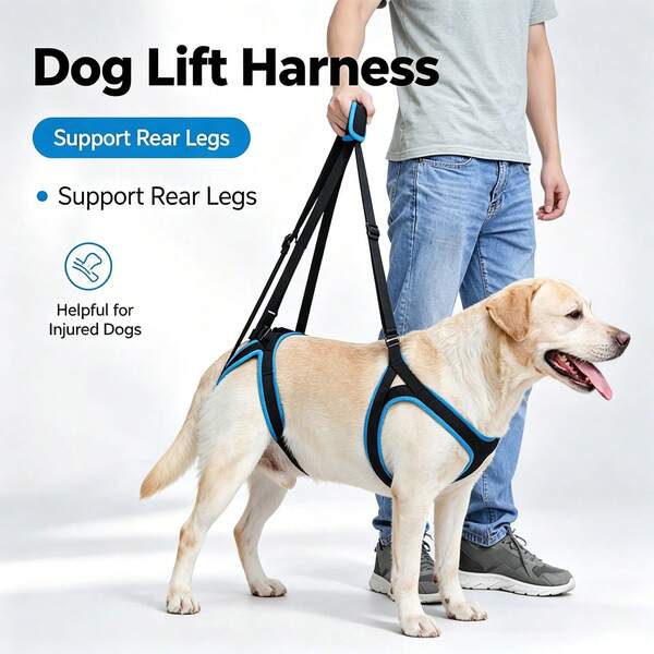 Arnés de soporte elevador ajustable para perros, arnés auxiliar de caminata cómodo y transpirable para mascotas, diseño de asa ajustable para actividades diarias de caminata y viajes al aire libre