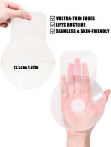 大尺碼矽膠乳貼，特大號 10cm/12.5cm，可重複使用黏性胸墊，防滑耐磨，適合運動與泳裝使用 - 無色 - 查看 1