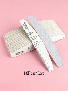 5/10pcs Thin Crescent-Shaped Wooden Nail Files, Double-Sided 100/180 Grit With Ruler And Nail Shape Guide, Professional Washable Nail Buffing Strips For Acrylic And Natural Nails - Light Grey - View 9