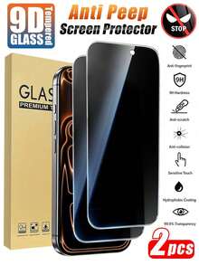MIGAE 2pcs - 18 Pro/18 Pro Max/17 Pro Max/17 Air/16 Pro Max/16/16 Pro/16 Plus/14 Pro Max Privacy Screen Protector. Features Include Privacy Design, Tempered Glass Shatterproof, 9H+ Scratch And Wear Resistance, Sensitive Touch, And Compatible With Various Phone Cases. - Black - View 42