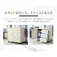 キャビネット スチール製 デスクワゴン 引き出し サイドボード チェスト 収納棚 リビングボード 両開き扉 大容量収納 テレビ台 作業台 間仕切りカウンター タンス 漫画 衣類 収納 おしゃれ リビング 寝室 ランドリーチェ 組立品 - ホワイト + ステンレススチール1 - チェックする 6