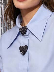 1pc/2pcs Elegant Heart-Shaped Geometric Button Decor, Shirt Button Cover Clip-On Button Ornament, Fashion Crystal Cufflinks Suitable For Tuxedo And Wedding Dress Decoration - Black - View 2