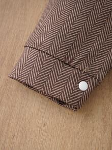 Brown Herringbone Faux Suit Newborn Romper, 2 Pieces Style Shirt & Vest Jumpsuit For Party And Photo Shoot - Camel - View 9
