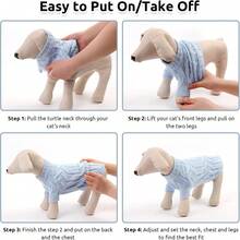 Cat Sweater, Soft And Warm, Suitable For Puppies, Kittens And Small Dogs; Thick Knit Style, Specially Designed For Sphynx Hairless Cats, Teacup Poodles And Extra Small Dogs. - Blue - View 7