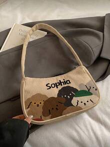 1pc Customized Name Cartoon Animal Pattern Underarm Bag, Can Be Customized According To Your Unique Design, Perfect For Children To Print Their Own Name Or Print Their Sister's And Classmates' Names As A Gift To Give To Others - Multicolor - View 6