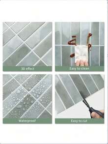 1/4/10/20 Pieces Of Self-Adhesive Tiles, Waterproof Brick Pattern 2D Textured Wall Panels - DIY Removable Self-Adhesive Splash-Proof Tiles, Suitable For Kitchen, Bathroom, And Party Decoration - Kitchen Stickers - View 3