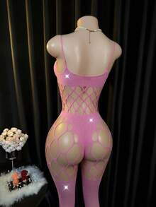 Lingerie Set / Role Play Costume,Cover-Up, Fishnet Bodysuit Elastic Fishnet Lingerie Bodysuit For Women And Girls Bikini - Pink - View 2