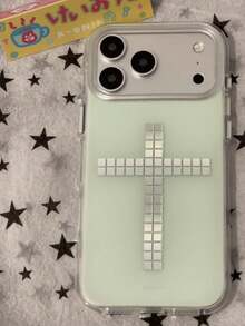 Casing Ponsel Niche Premium Silver Square Cross Design Kompatibel Dengan iPhone 17 Pro Max Apple 16 Perlindungan Tepi Penuh 15 Casing Pelindung Tahan Guncangan 16 Pro Max Creative 17 Model Baru 16 Niche 18 Pro Max Wanita 18 - Hijau - View 5