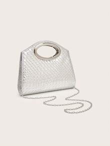 AIBBYDAR Women's Clutch Bag, Premium Handbag, Banquet Wedding Dress Matching Crossbody Clutch - Silver - View 3