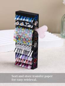Nail Art Transfer Foil Storage Box Organizer, Suitable For Nail Foil Rolls, Stickers, Decals, Pink White Gray Dust-Proof Nail Tool Storage Box, Salon Use - Multicolor - View 8
