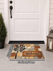 1pc Pebble Tree Of Life Welcome Mat, Outdoor Carpet Runner Area Rug, TPR Backing Non-Slip Mat, Suitable For Bathroom, Indoor, Hallway, Bedroom, Living Room, Bedside, Machine Washable Easy To Clean Entryway Mat Home Decor - Multicolor - View 12