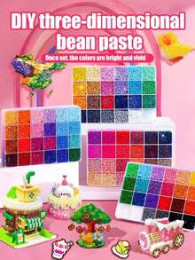 24/96 Colors Hot Melt Beads Creative Handmade Set, Includes Square Board, Multi-Layer Storage Box, Ironing Paper, Colorful Keychains, Decorative Accessories And Hanging Rope, Suitable For DIY Enthusiasts To Make Decorative DIY Puzzles, Easter Applicable - Multicolor - View 2