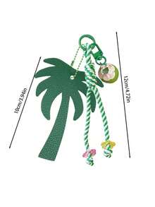 PU Coconut Camel Palm Tree Bag Charm,Woven Lanyard Keychain,Leather Palm Tree Bag Accessory,Fashion Women Handbag Decor Charms,Perfect Holiday Gift - Multicolor - View 11