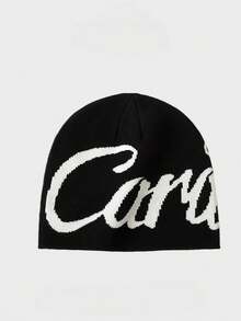 1pc Unisex Letter Print Knit Beanie, Soft Elastic Knit Skull Cap, Bold Oversized Design, Suitable For Men And Women, Winter Street Style, Travel And Outdoor Wear - A - View 11